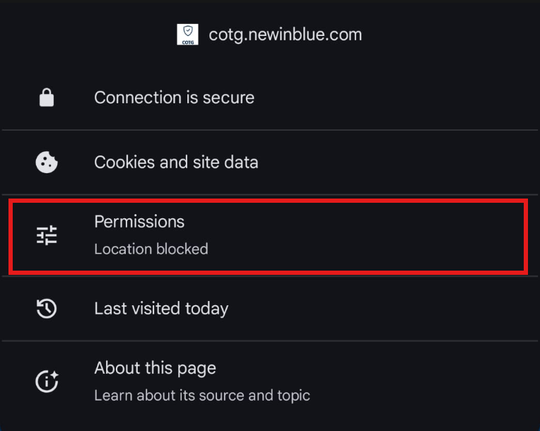 Step 2: Tap Permissions